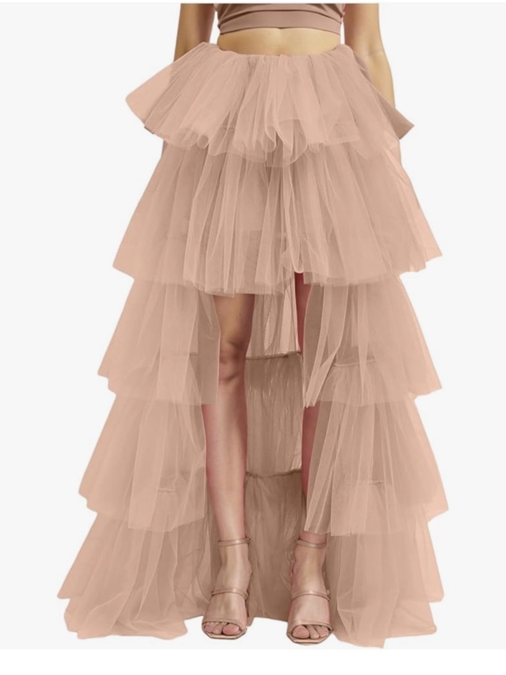 2-Piece Tulle Tiered TUTU Skirt Set - Rose Gold